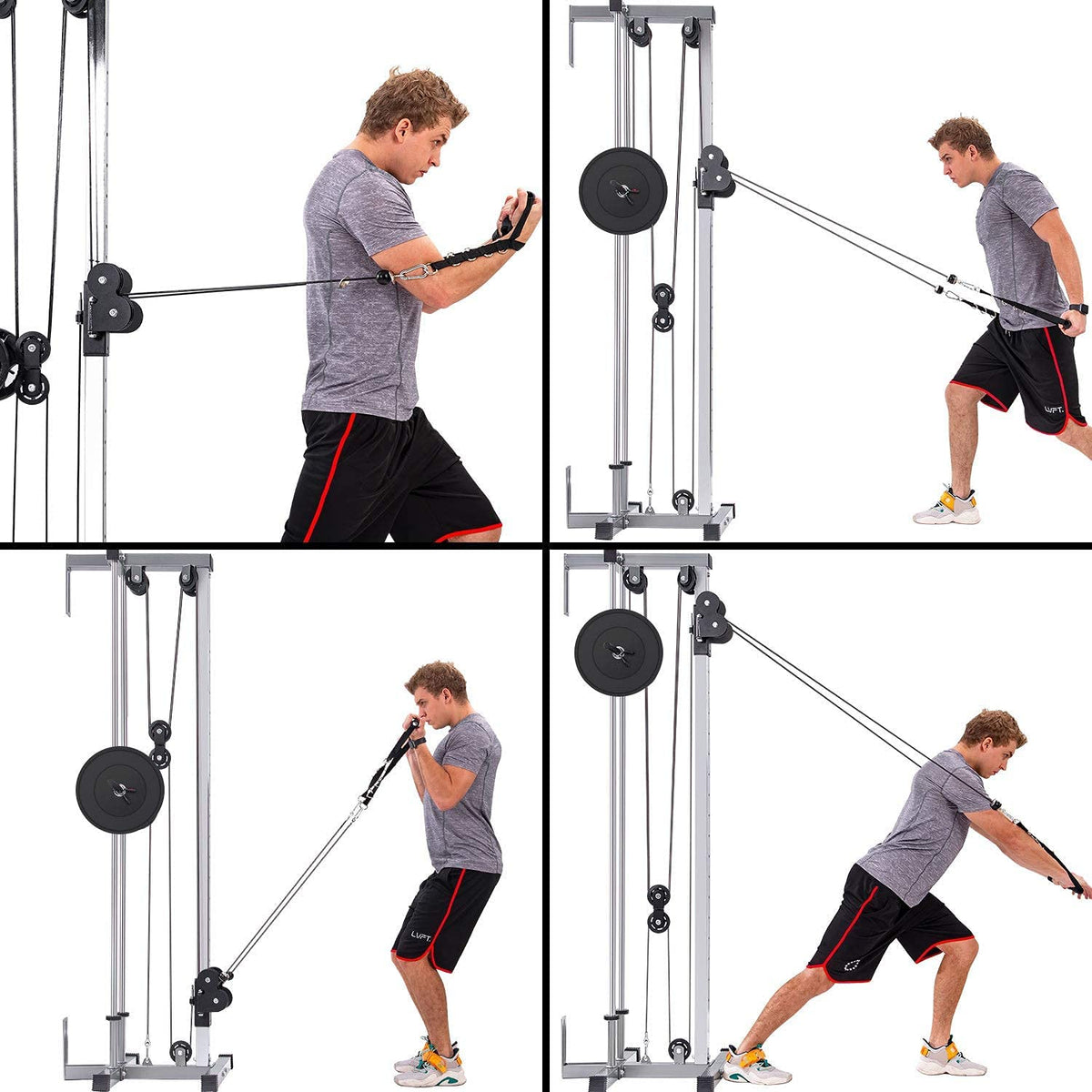 Wall Mount Cable Station with Adjustable Dual Pulley System
