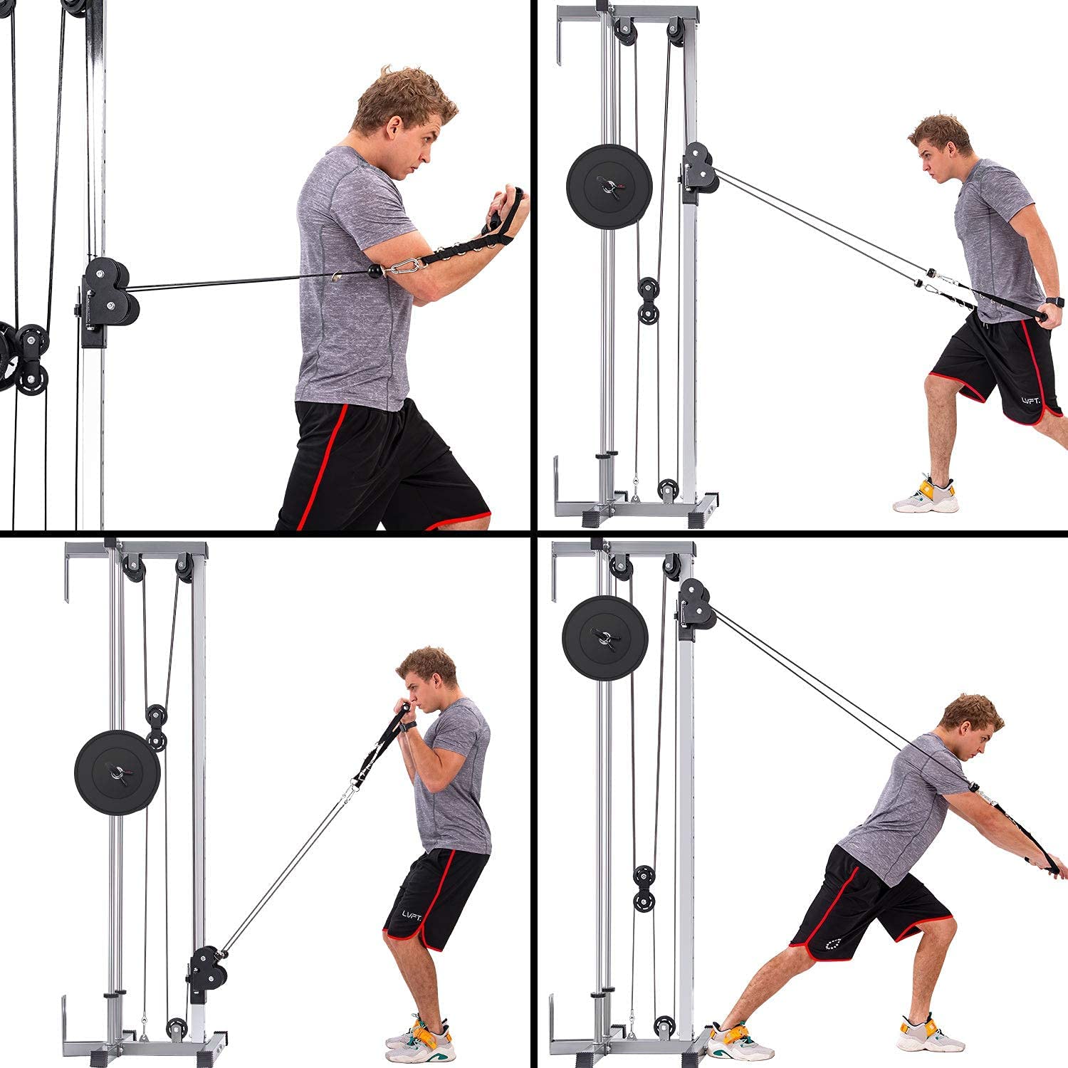 Wall Mount Cable Station with Adjustable Dual Pulley System