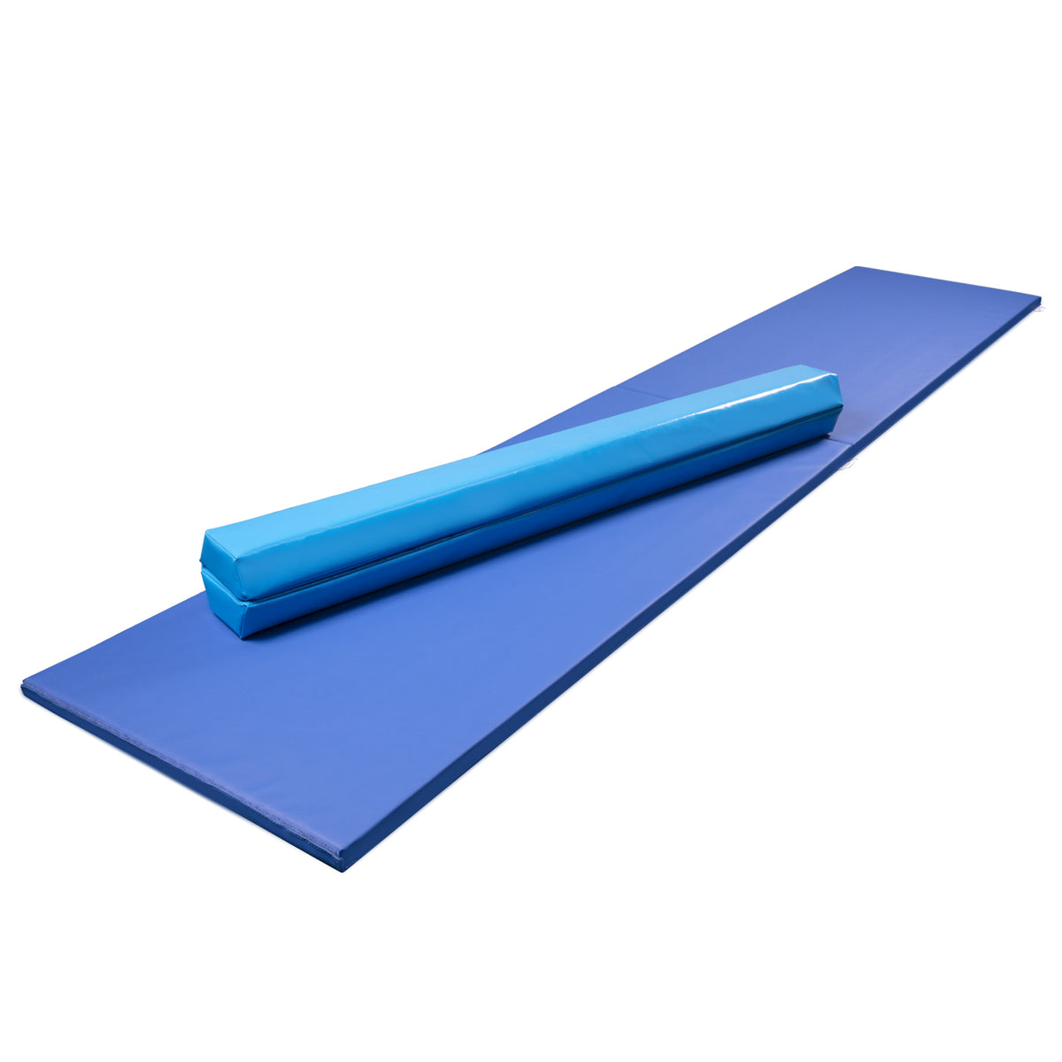 3 Piece Gymnastics Starter Combo Foldable Balance Beam and 2 x Cartwheel Mats (Blue 240cm)
