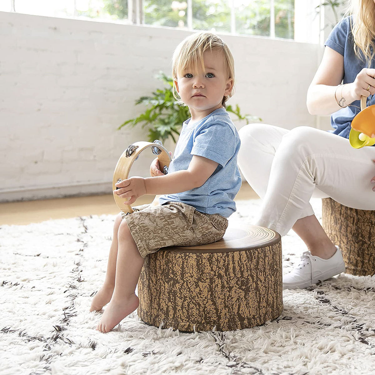 YOZZI Tree Stump Stool Set, Toddler Climbing and Stepping Logs - 3 Piece