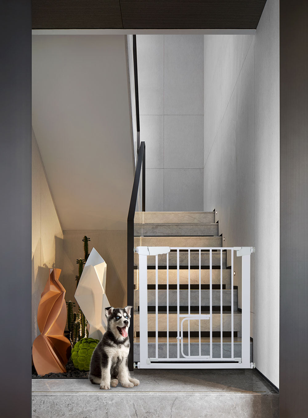 76cm Tall Baby and Pet Security Gate with Pet Door