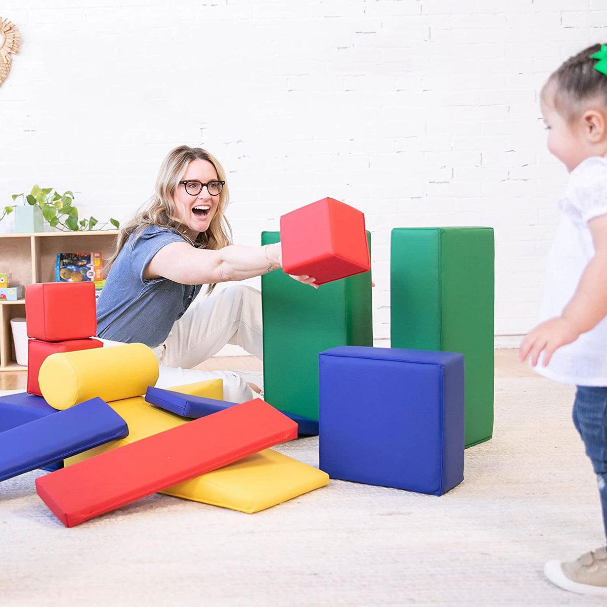 Steps & Slide White Grey Quality Soft Play Equipment Set Nursery Kids Toy  Block