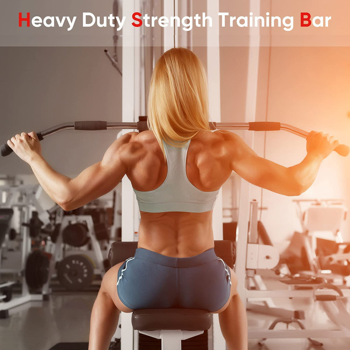 Lat Pull Down Bar Attachment with Rubber Grips