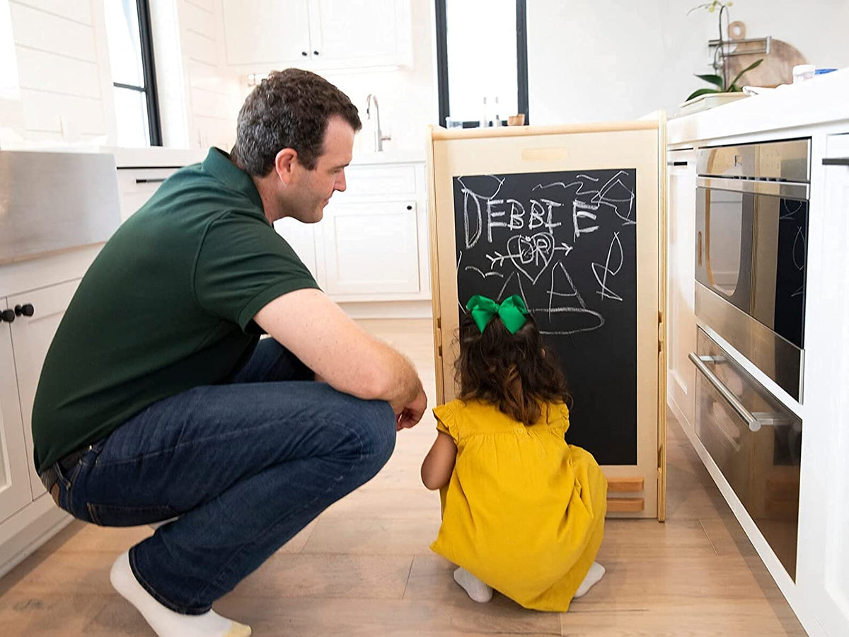 Kids Step Stool Learning Helper Tower Kitchen Helper Stool with Chalkboard