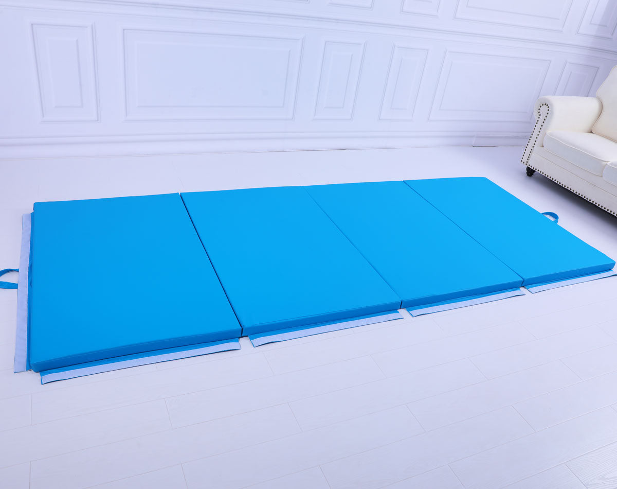 Large 3Mx1.2Mx5cm Folding Tumbling Mat Gymnastics Gym Exercise Mat High Density - Blue
