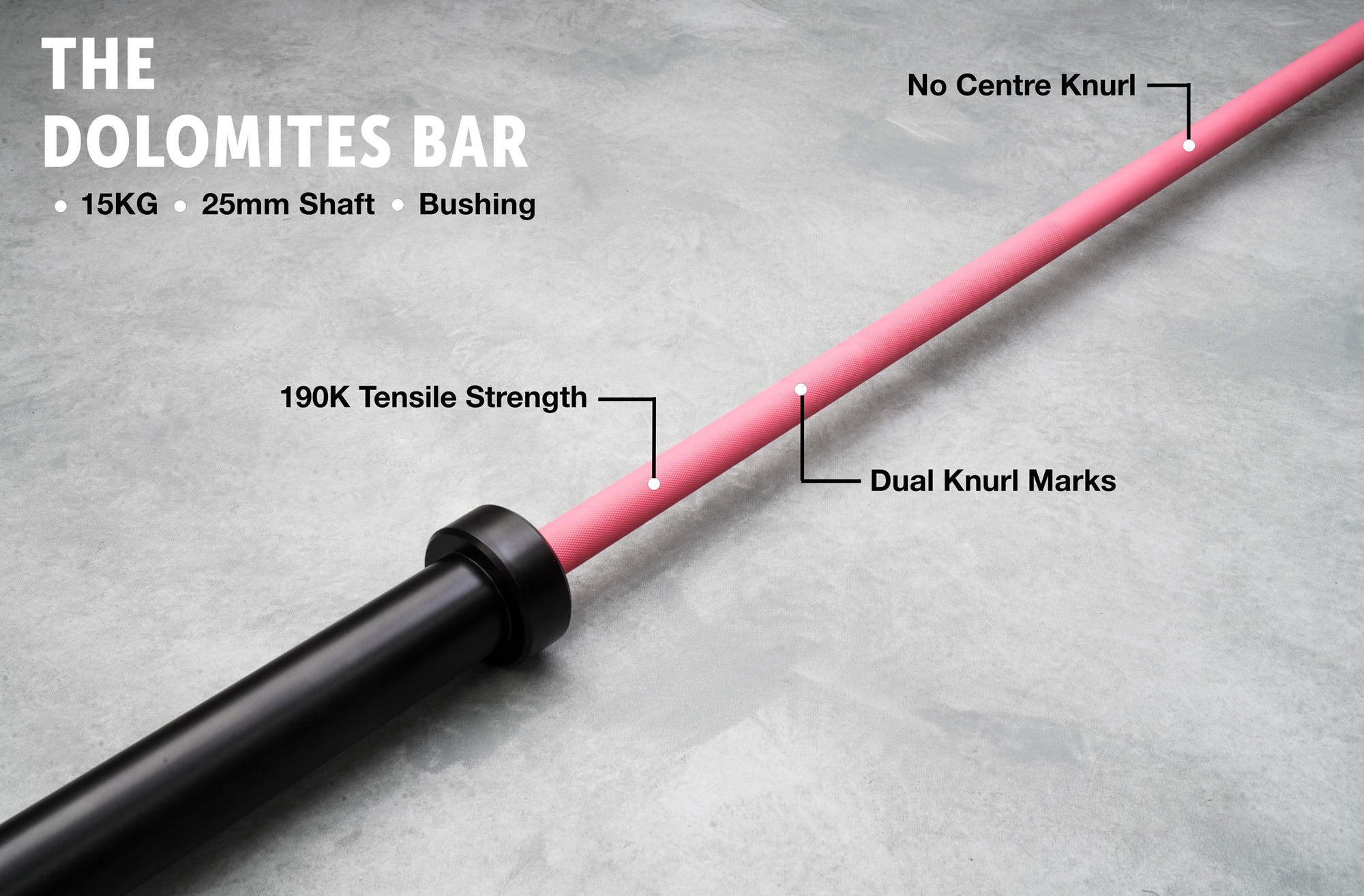 15kg Women Coloured Cerakote Barbells. Rated 450kg for Weightlifting, Powerlifting and Crossfit