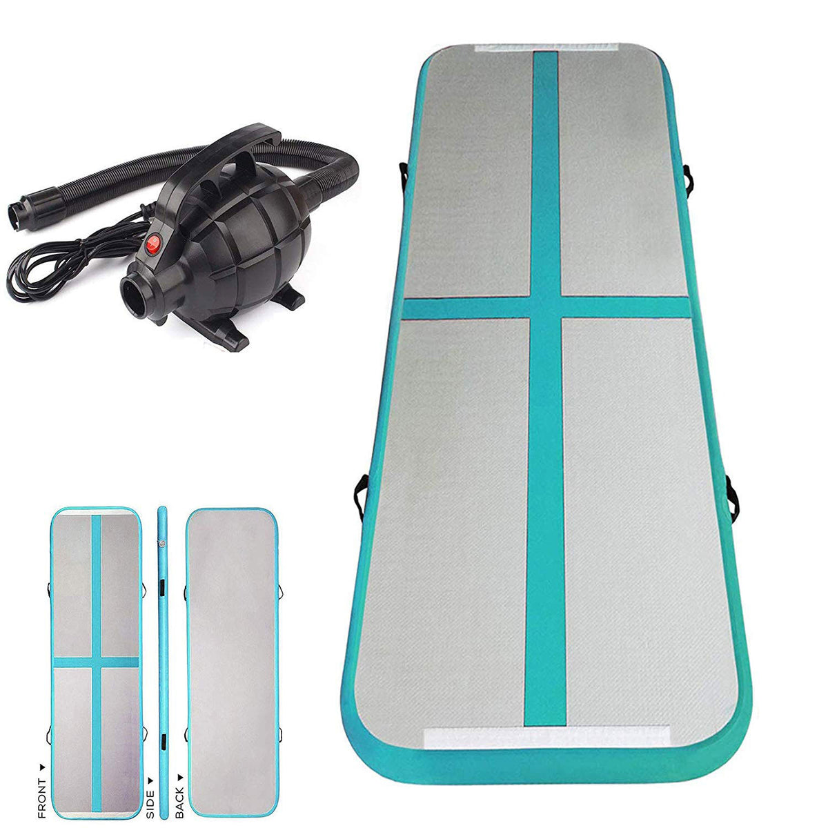 4Mx1Mx20CM Inflatable Air Track Mat Tumbling Floor Home Gymnastics Mat with Electric Pump - Green