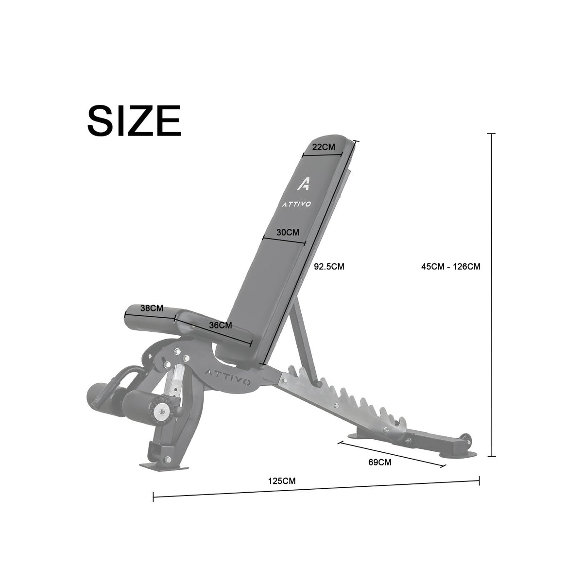 ATTIVO L3 Adjustable Weight Bench FID Bench - Commercial