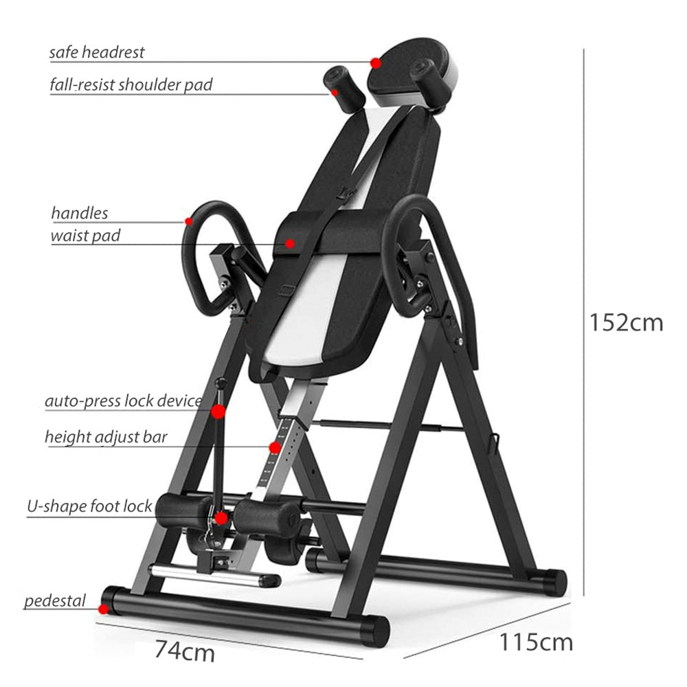 Foldable Gravity Inversion Table Back Stretcher Inverter Machine Height Adjustable