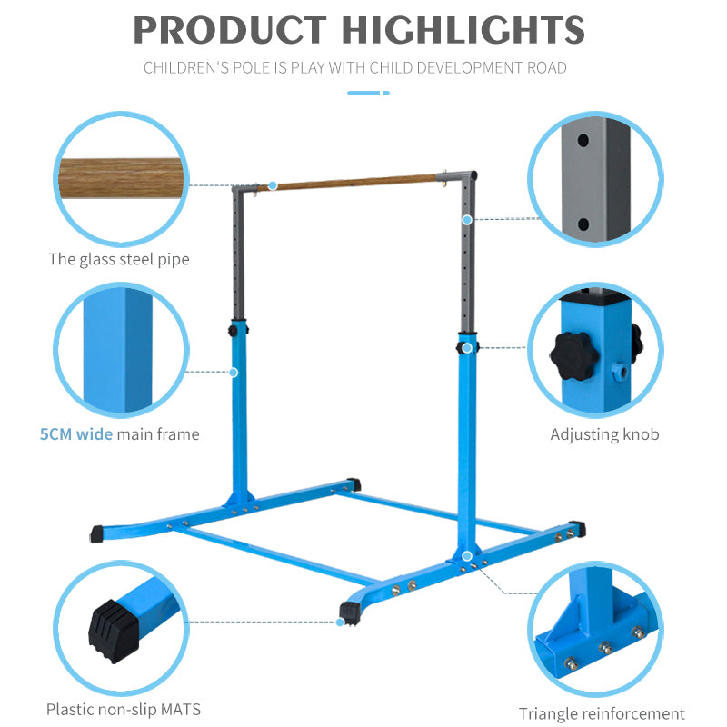 Value Combo Gymnastic Horizontal Bar Sports Junior Training Bar + Gym Mat (Pink Set)