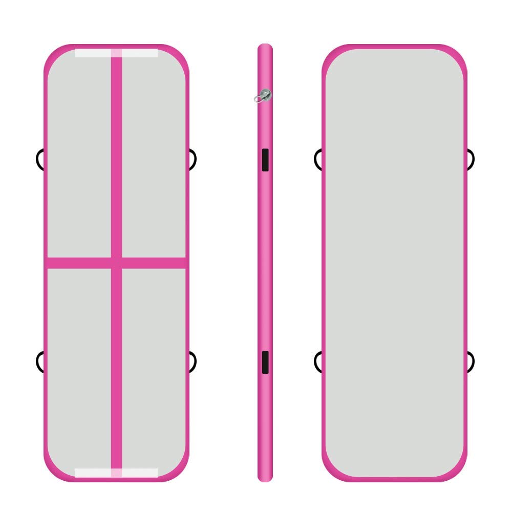Inflatable Air Track Mat Tumbling Floor Home Gymnastics Mat with Electric Pump - Pink
