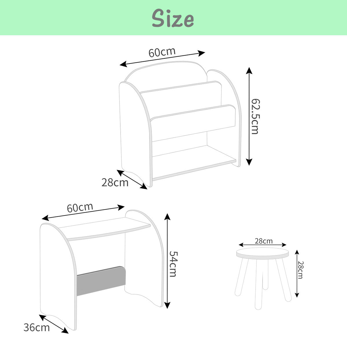 2 In 1 Kids Mini Wooden Bookshelf and Table Chair Set