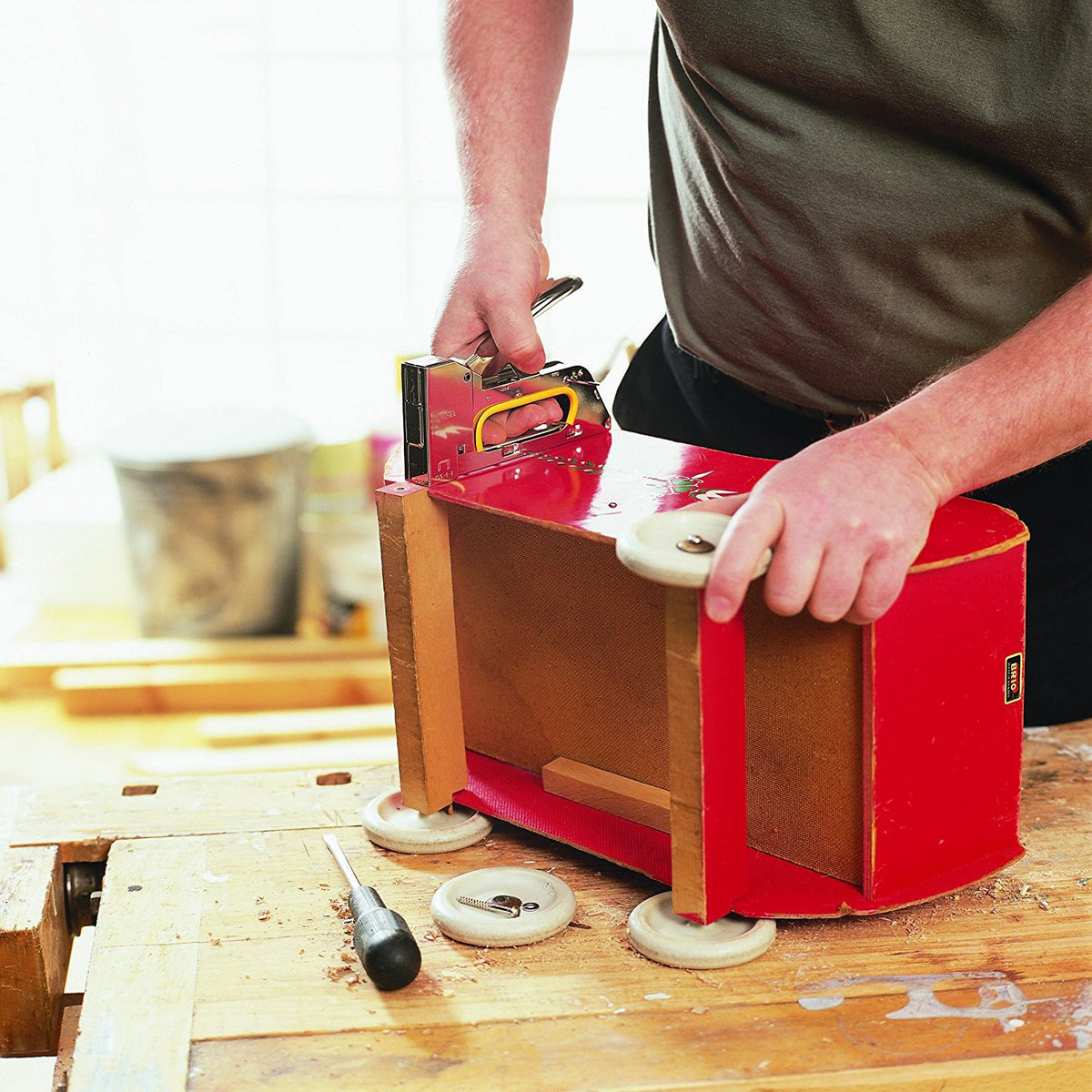 All Steel R23 Staple Gun with Anti-Jamming and Recoil Reduction Mechanism